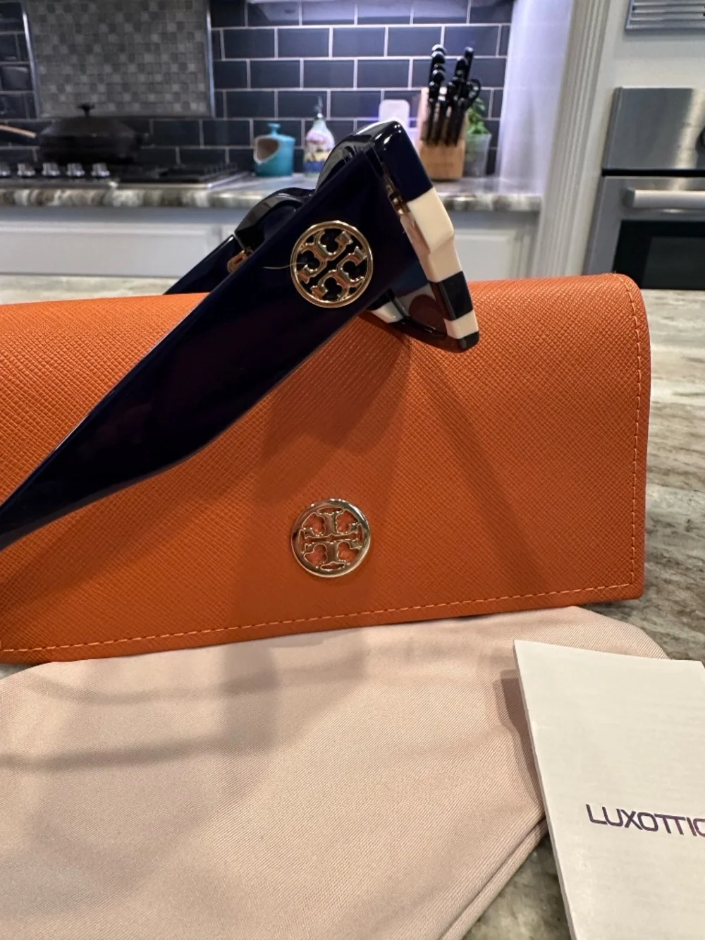 Tory Burch Miller Geometric TY7169U Navy Ivory Sunglasses NWOT